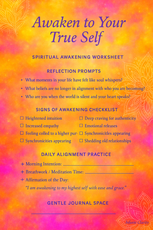 Awaken to Your True Self – Spiritual Awakening Worksheet
Digital Download